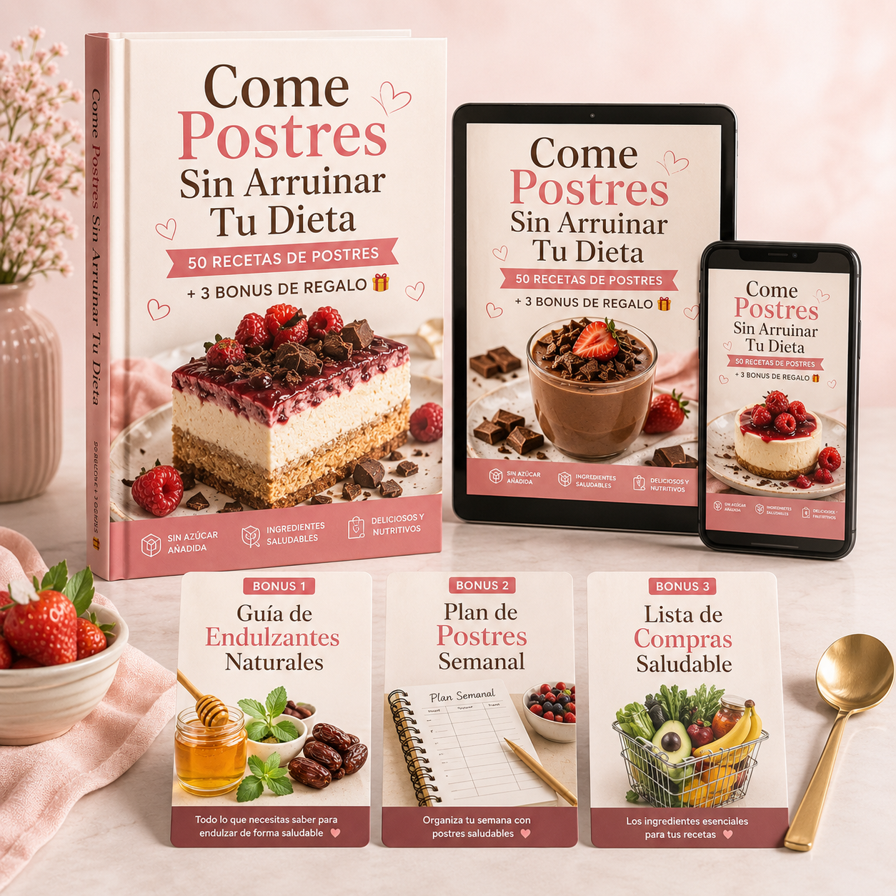 Come Postres Sin Arruinar Tu Dieta. 50 Recetas De Postres + 3 Bonus De Regalo 🎁